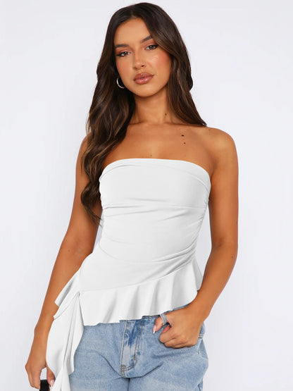 Y2K Slim Fit Fringe Crop Top for Women