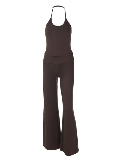Trendy Casual Backless Tank Top and Trousers Set
