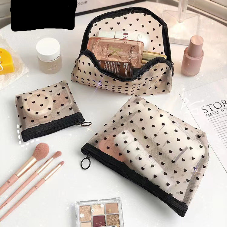 Heart Velvet Cosmetic Bag Multi-Function Portable Storage Pouch