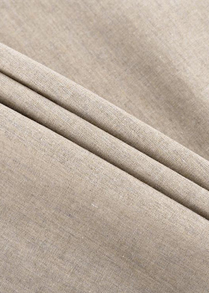 Linen Maxi Dress With Puff Sleeves And Square Neckline