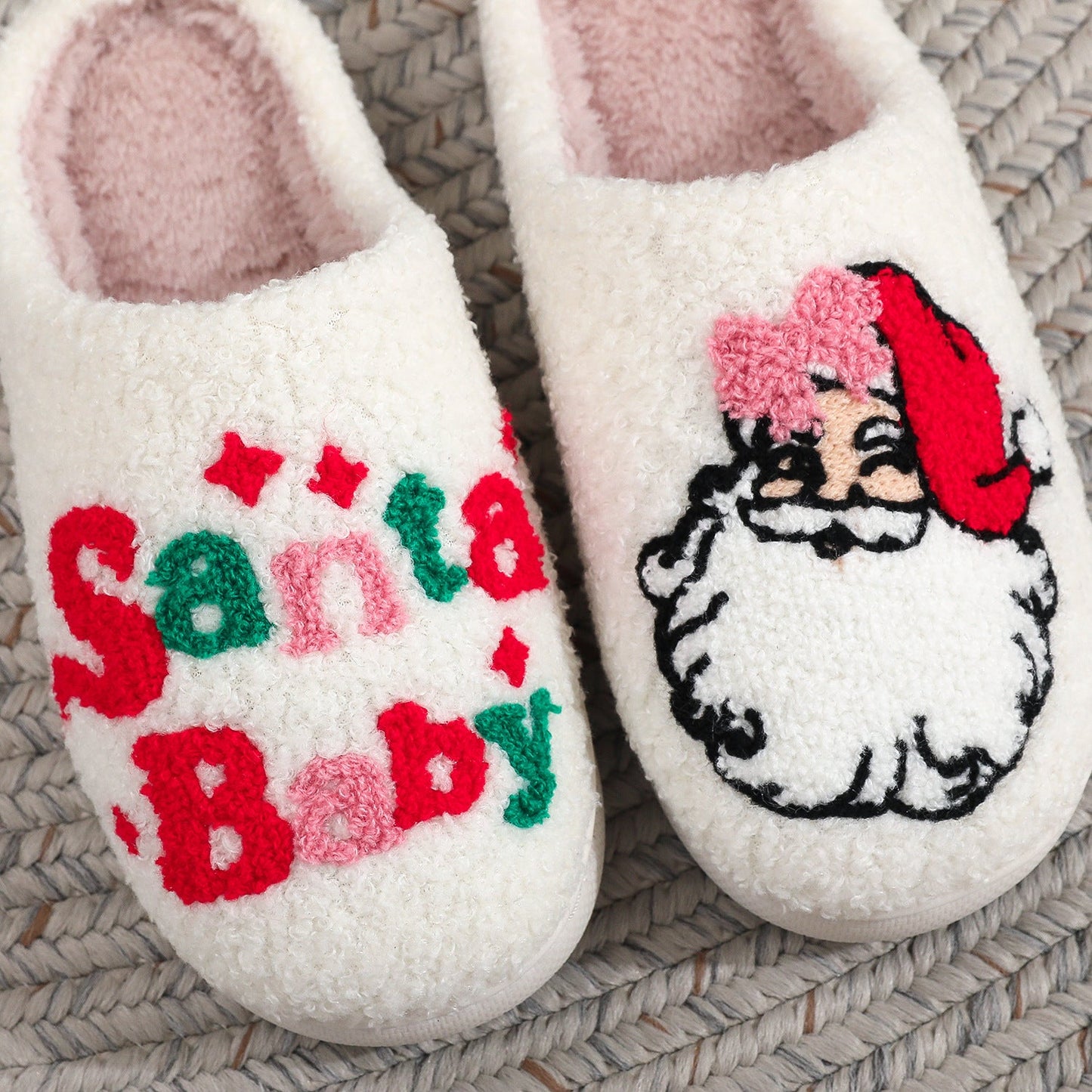 Winter Santa Claus Warm Fleece Indoor Slippers