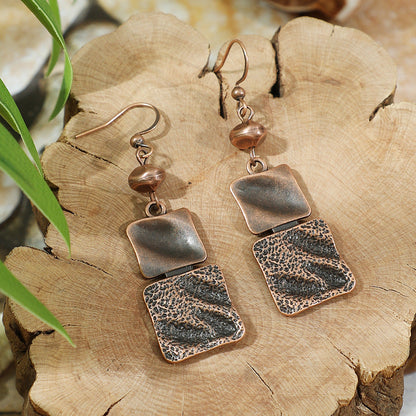 Vintage Ethnic Style Creative Brown Earrings with Turquoise Tassels