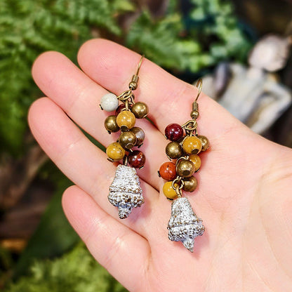 Vintage Botanical Wood Hoop Earrings - Handcrafted Nature-Inspired Designs
