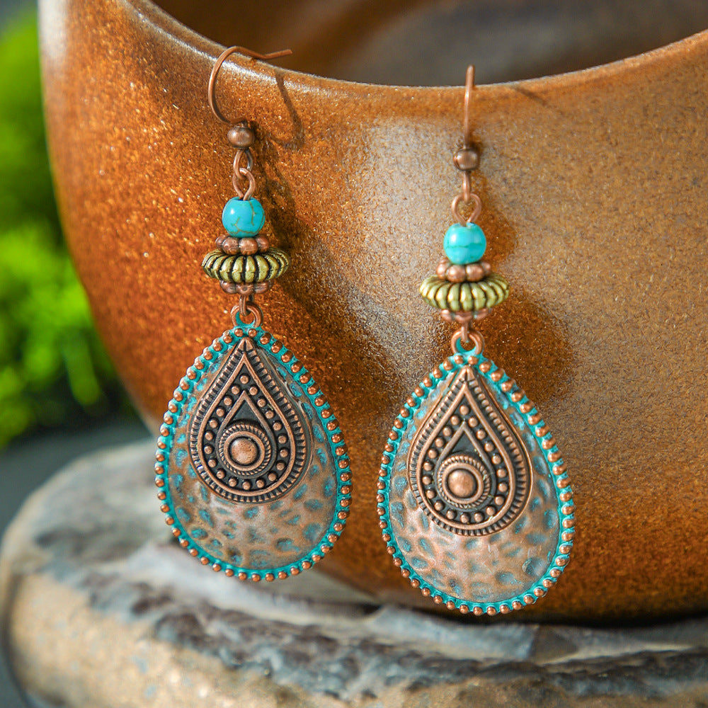 Ethnic Style Alloy Water Drop Earrings for Women