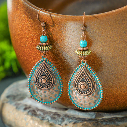Ethnic Style Alloy Water Drop Earrings for Women