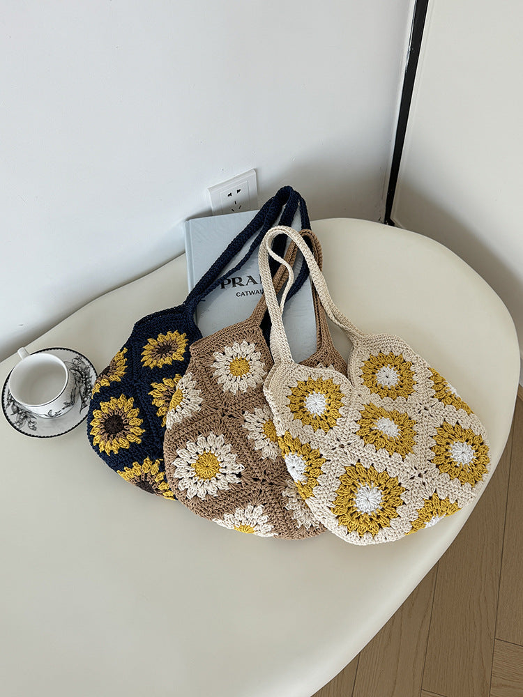 Trendy Woven Cotton Bag with Classic Check Pattern