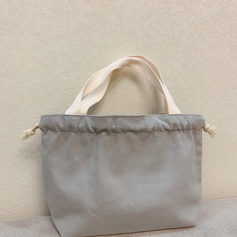 Plain Minimalist Japanese Bento Bag Canvas Drawstring Tote