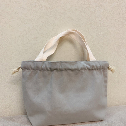 Plain Minimalist Japanese Bento Bag Canvas Drawstring Tote