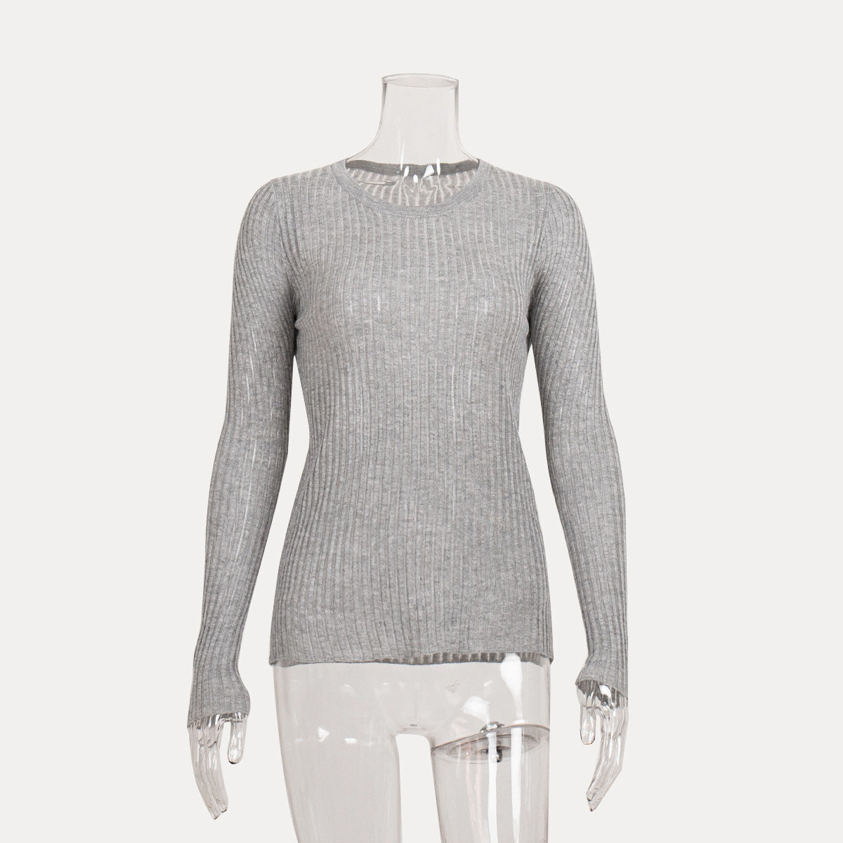 Round Neck See Through Knit Top