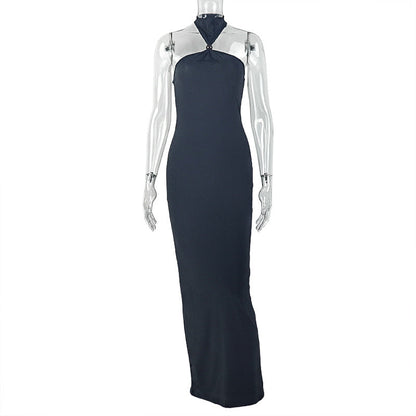 Bodycon Halter Neck Dress In Solid Colors
