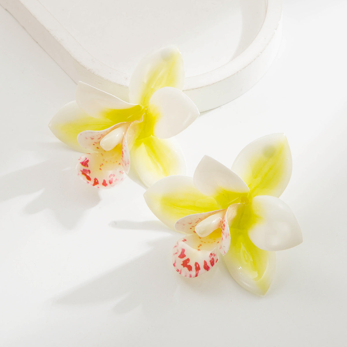 Flower Drop Resin Earrings S925 Silver Studs for Women