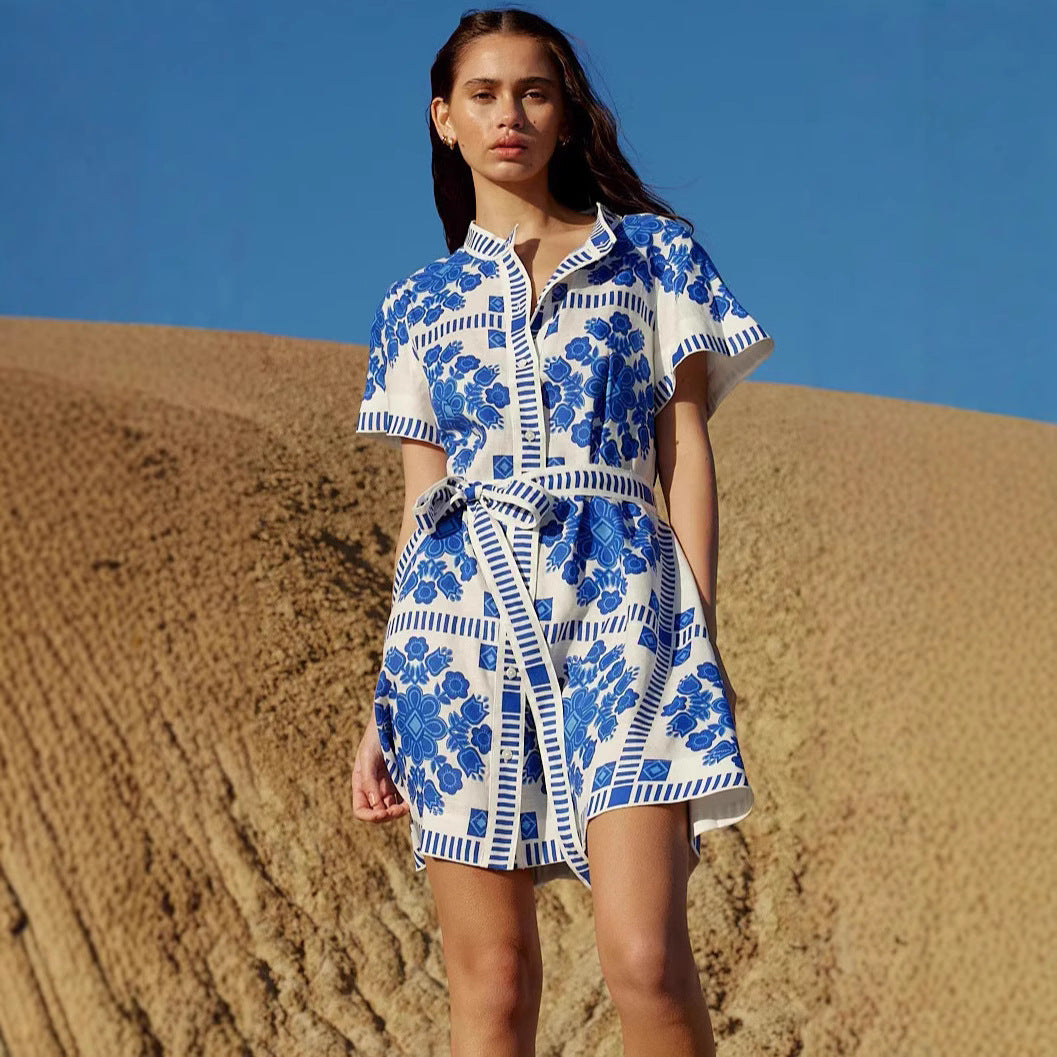 Spot Summer Casual Women'S Fashion Printed Strap Dress