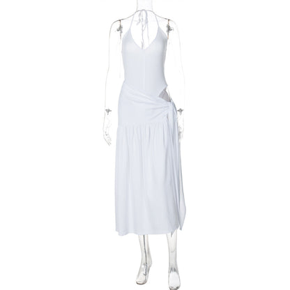Sexy Backless Jumpsuit with Tie Waist Skirt Set