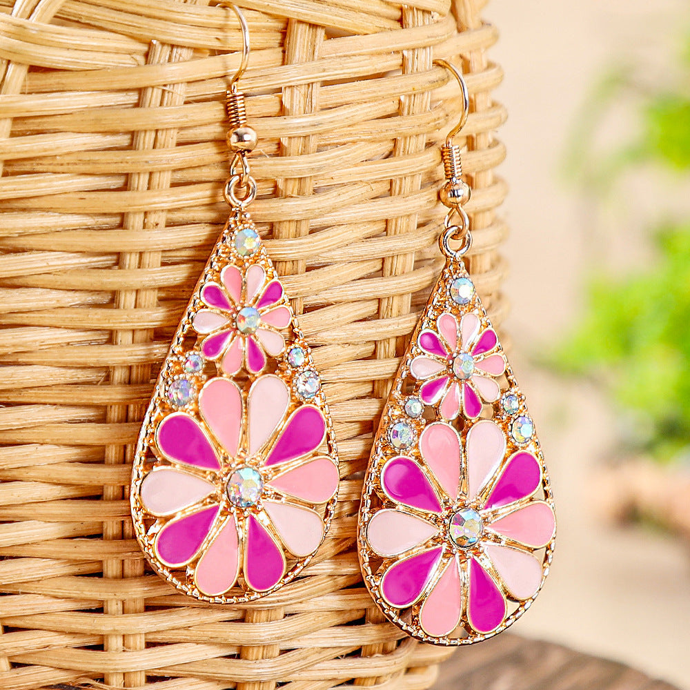 Colorful Alloy Drop Earrings Bohemian Style Fashionable Accessories