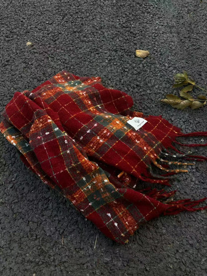 Classic Plaid Thicken Warm Christmas Theme Shawl