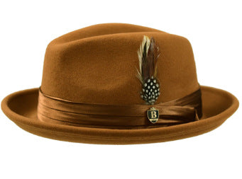 Men's Wool Fedora Hat with Bowknot and Feather, Stylish Fall Winter Accessory