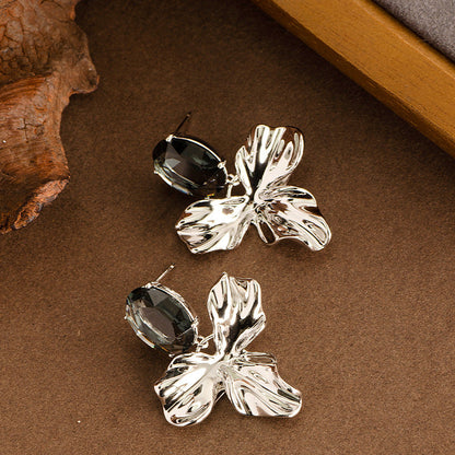 Stylish Irregular Floral Stud Earrings With S925 Silver