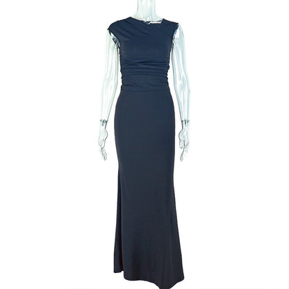 Stylish Solid Color Pleated Dress Set For Women