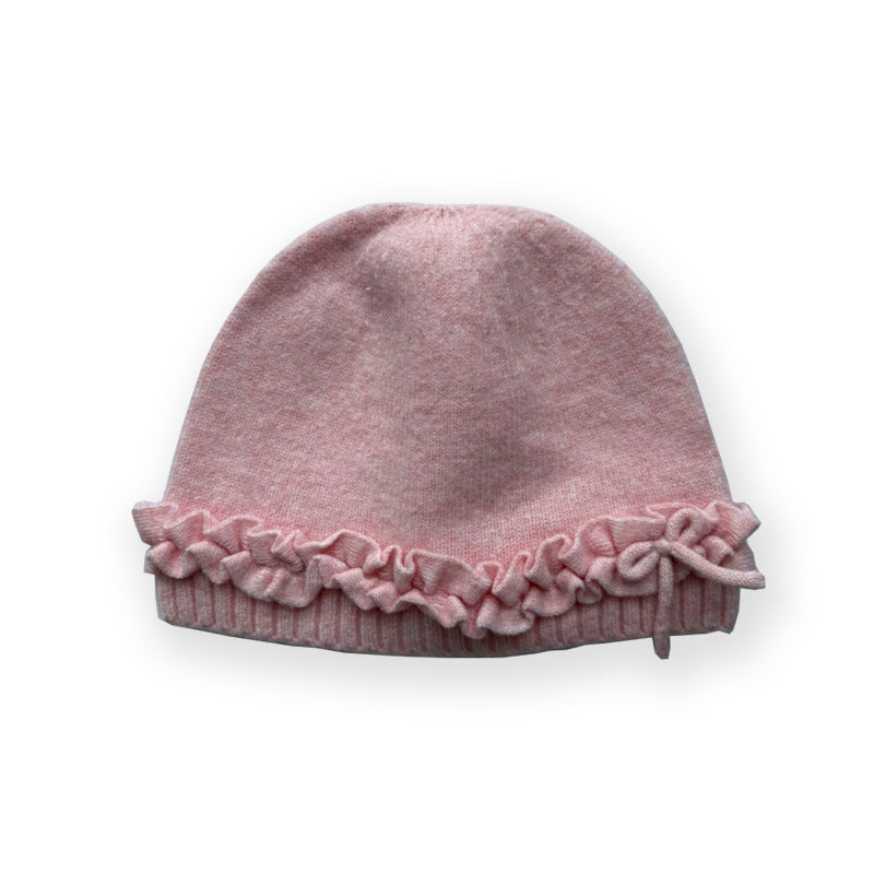 Cute Bowknot Wool Blend Beanie for Women
