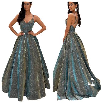 Elegant A-Line Evening Gown with Sequin Detail