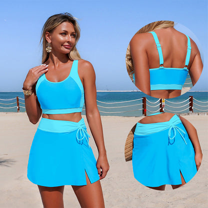 New Women'S Two-Piece Swim Dress In Nylon With Pockets