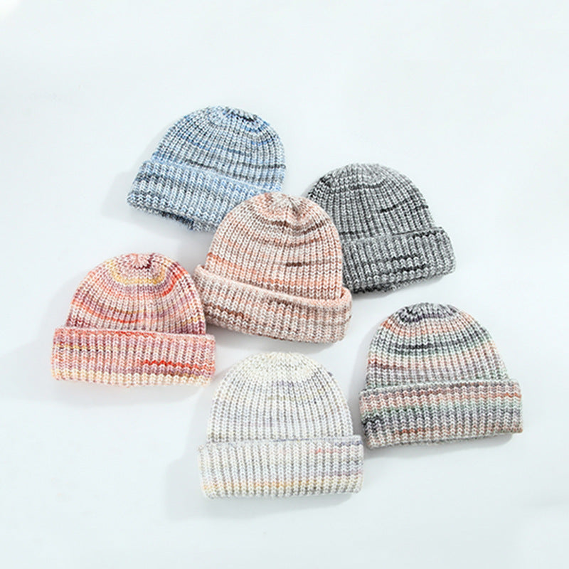 Striped Color Block Simple Warm Cuffed Beanie