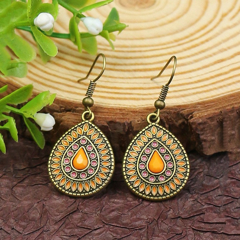Exaggerated Bohemian Long Dangle Earrings Geometric Alloy Teardrop Tassel Earrings