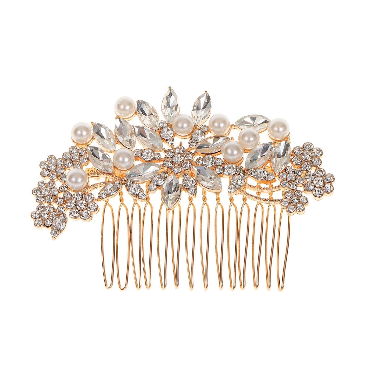 Minimalist Hair Comb with Pearls and Rhinestones for Weddings