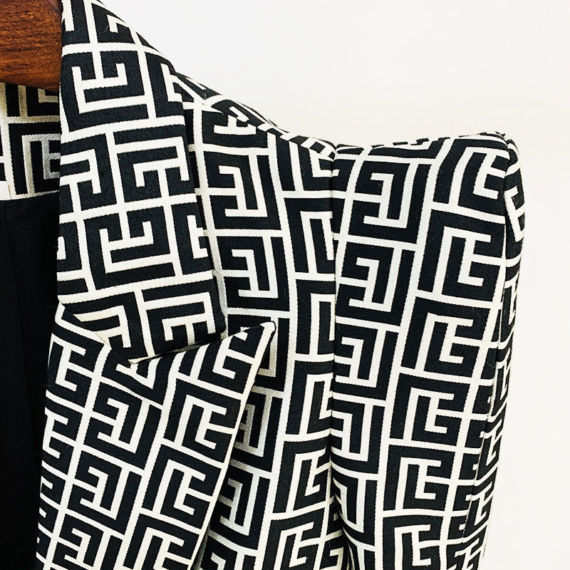 Pattern Blazer Stylish Polyester Jacket