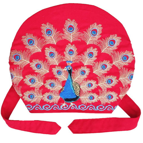 National Style Embroidered Thin Cotton And Linen Hat Women'S Hat Peacock Embroidered Hat Tie Scarf Hat
