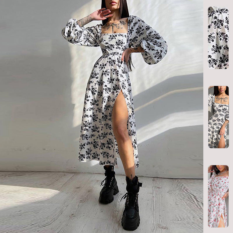 Elegant Floral Backless Midi Dress with Tie