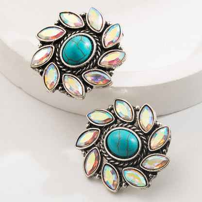 Turquoise Geometric Bohemian Alloy Earrings for Women