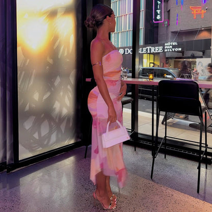 Sweet Street Style Bodycon Dress With Sheer Mesh Inserts
