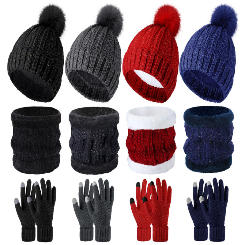 Warm Winter Knit Hat Scarf Gloves Set for Outdoor Activities