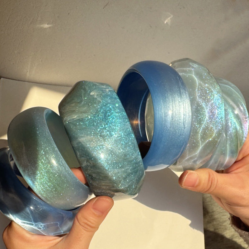 Colorful Geometric Irregular Shimmer Resin Bangle