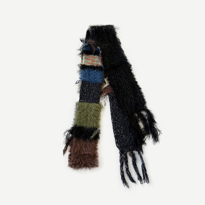 Color Blocked Knitted Fringe Scarf Soft Acrylic Unisex