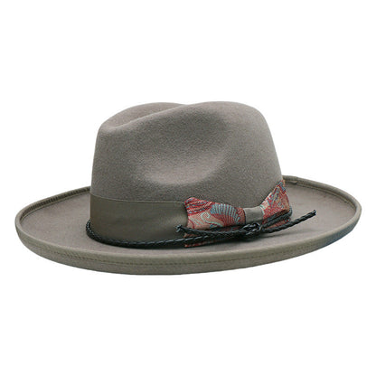 Vintage Wool Felt Men's Fedora Hat with Bow Tie