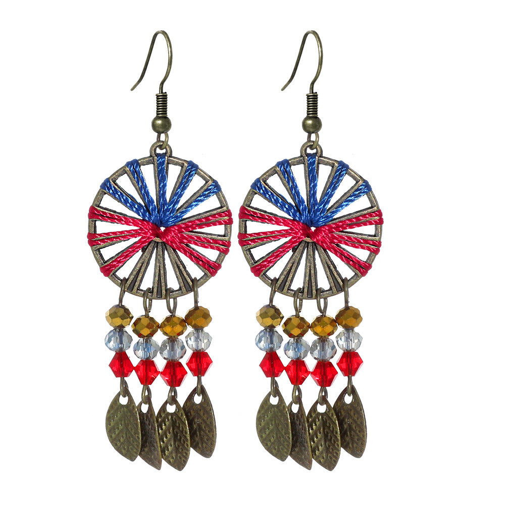 Vintage Geometric Leaf Beaded Earrings Set Fashionable Accessories