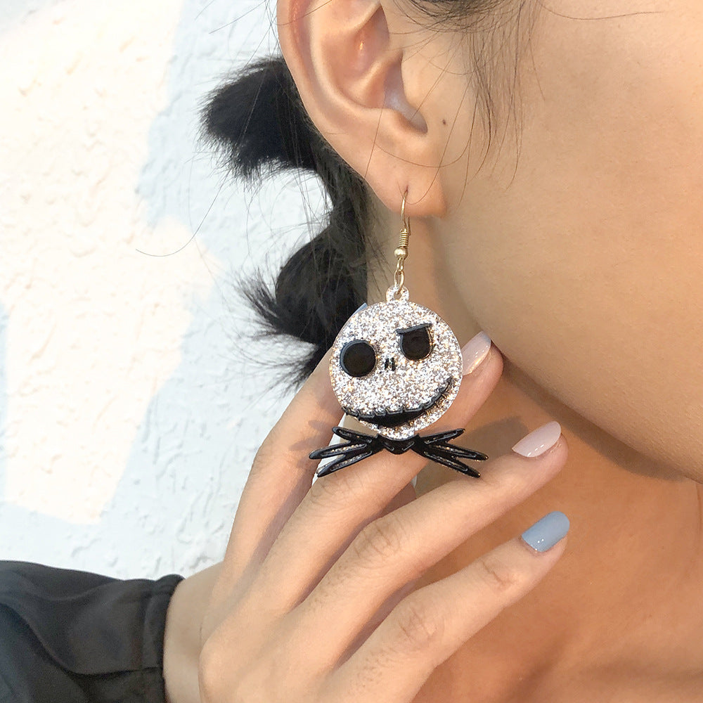 New Spider Earrings Halloween Exaggerated Diablo European And American Earrings Personality Funny Design Sense Earrings