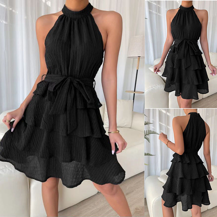 Women'S Panels Sleeveless Ruffled Dresses