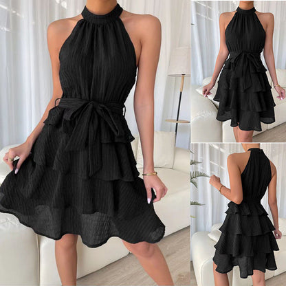 Women'S Panels Sleeveless Ruffled Dresses