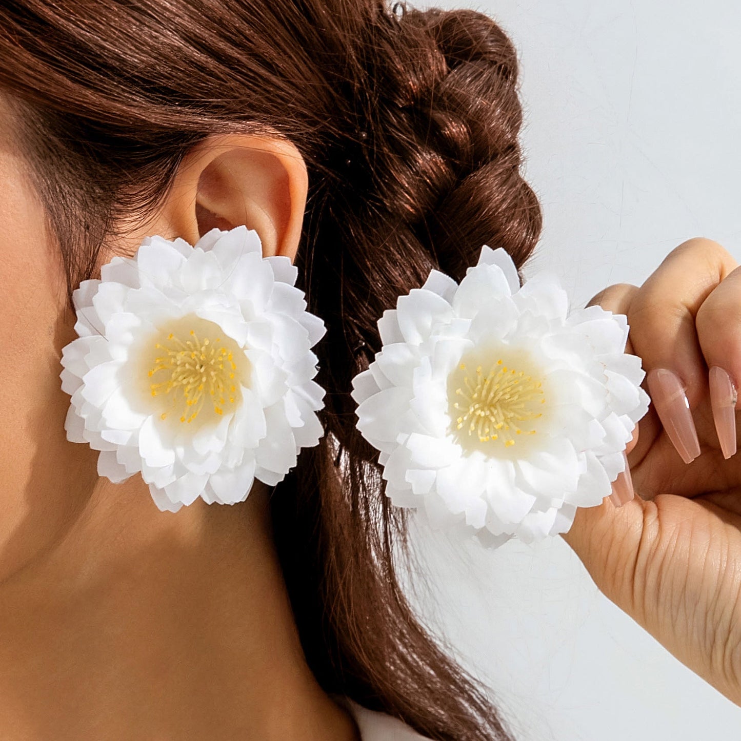 Fresh Camellia Drop Earrings With Imitation Pearls