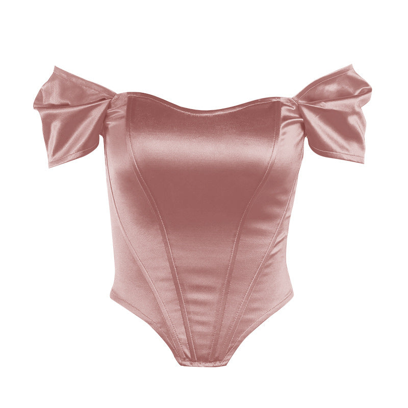 Fishbone Corset Strapless Satin Top for Women