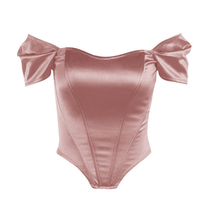 Fishbone Corset Strapless Satin Top for Women