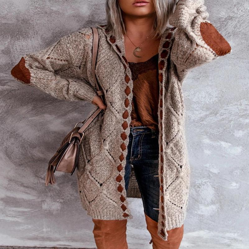 Sweater Cardigan Women'S Long-Sleeved Mid-Length Sweater Coat
