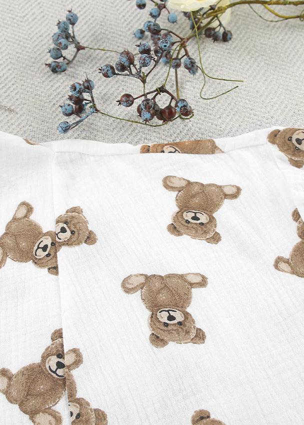 Two Piece Lounge Set Soft Gauze Fabric White