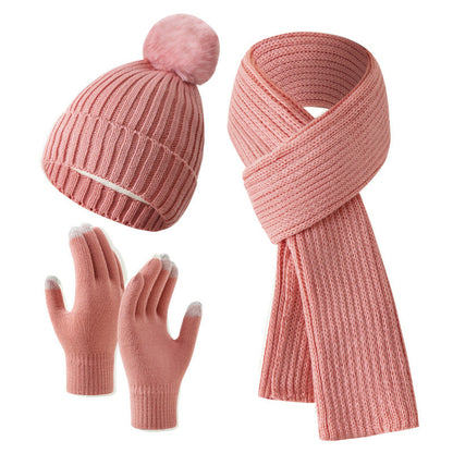 Warm Knitted Winter Hat, Scarf, And Gloves Set