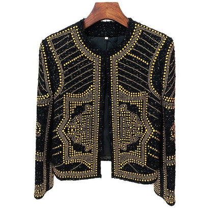 Metal Studded Tweed Jacket Stylish Office Wear