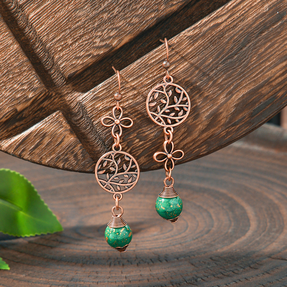 Elegant Vintage Leaf Dangle Earrings Zinc Alloy Art Design