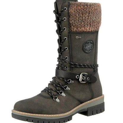 Mid-High Women'S Boots Autumn And Winter New Style Slope With Thick With Wool Stitching Martin Boots